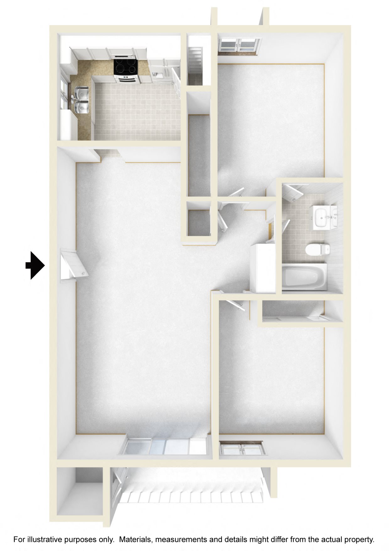 Two Bedroom Floor Plan l Tara Hill Apartments in Anaheim, CA